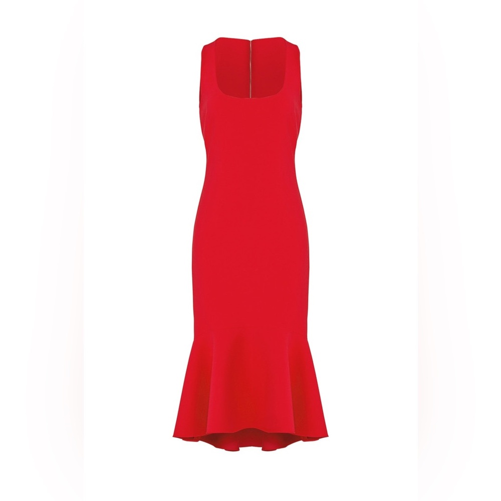 Elizabeth And James - Scoop Flounce Dress 4 Red Perfect Condition Smoke Pet Free
